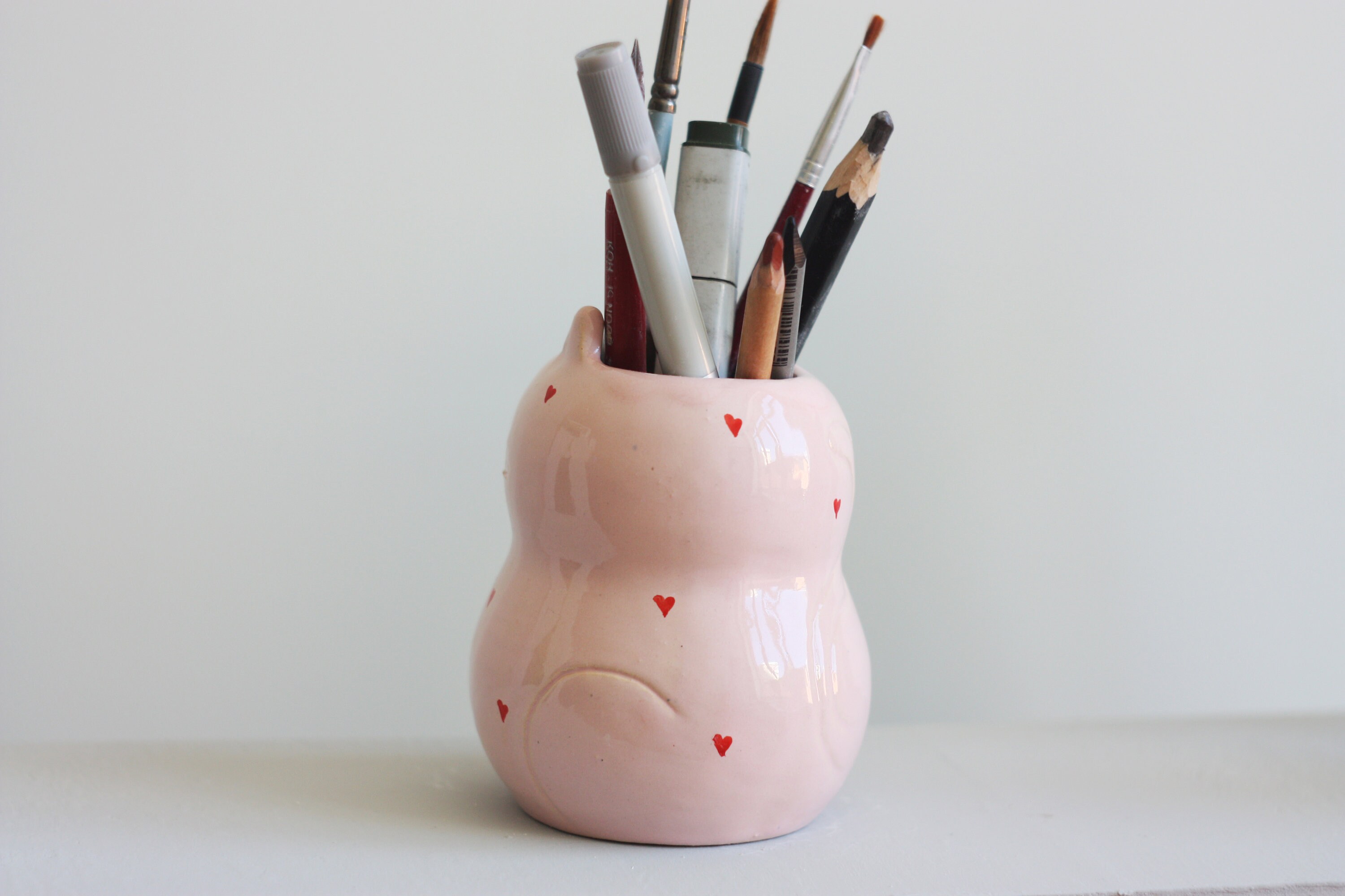 Cat Pen Holder/ Ceramic Pencil Holder/ Teacher Gift/ Cat Etsy