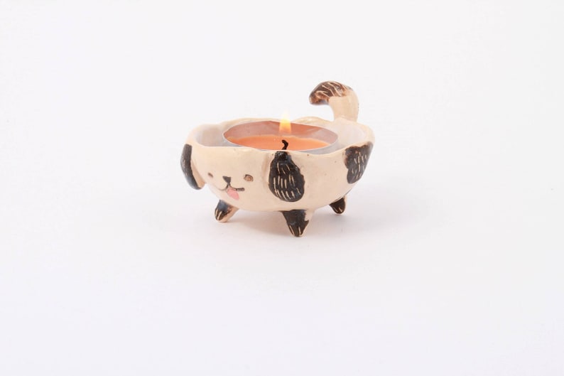 Courier shipping free Ceramic Dog Candle Washington Mall Holder Ca Tealight Cute