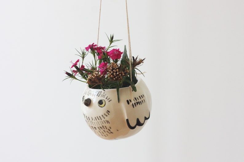 Small Ceramic Hanging Planter Ceramic Hanging Pot Owl Flower Pot Cactus Flower Pot Ceramic Owl