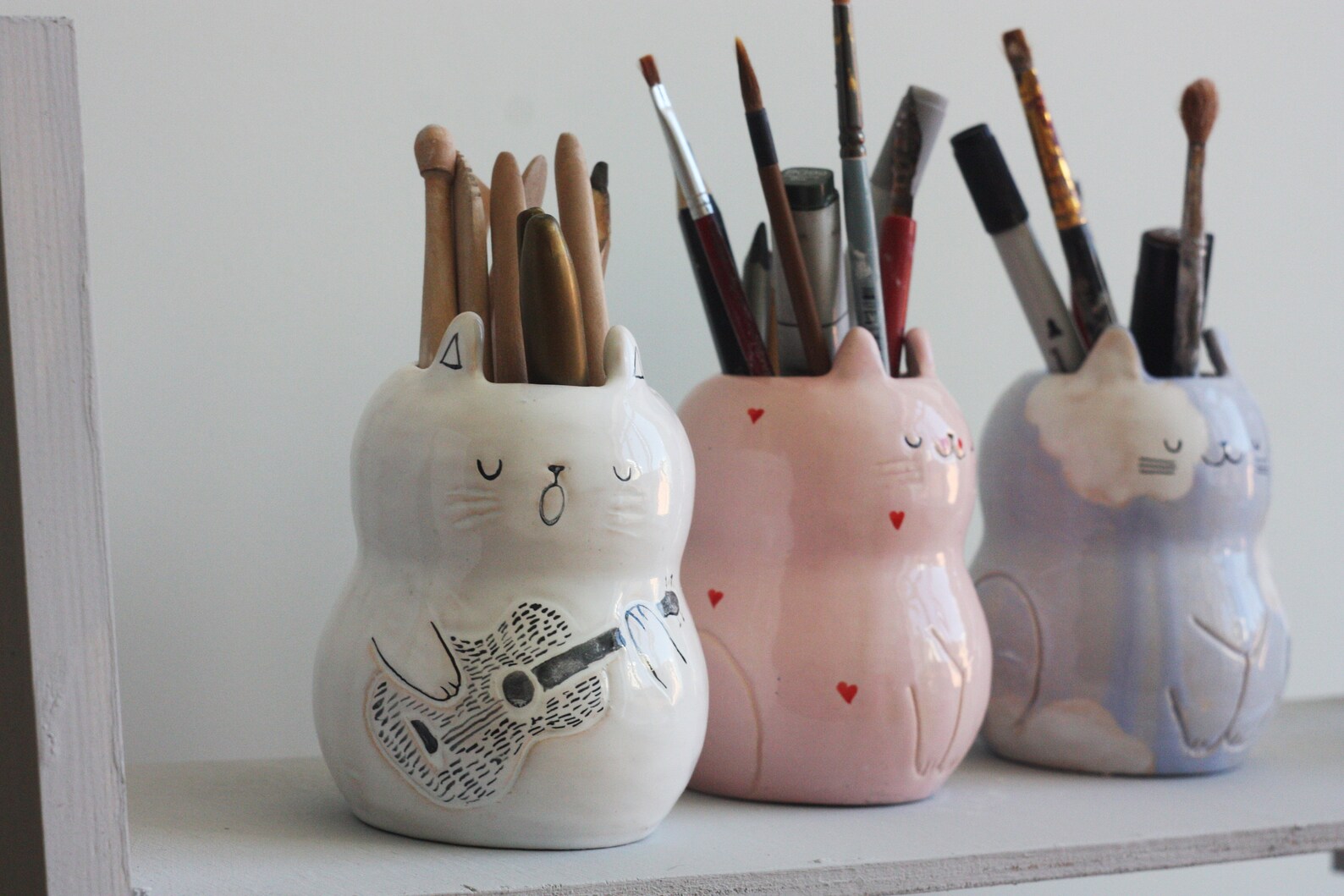 Cat Pen Holder/ Ceramic Pencil Holder/ Teacher Gift/ Cat Etsy