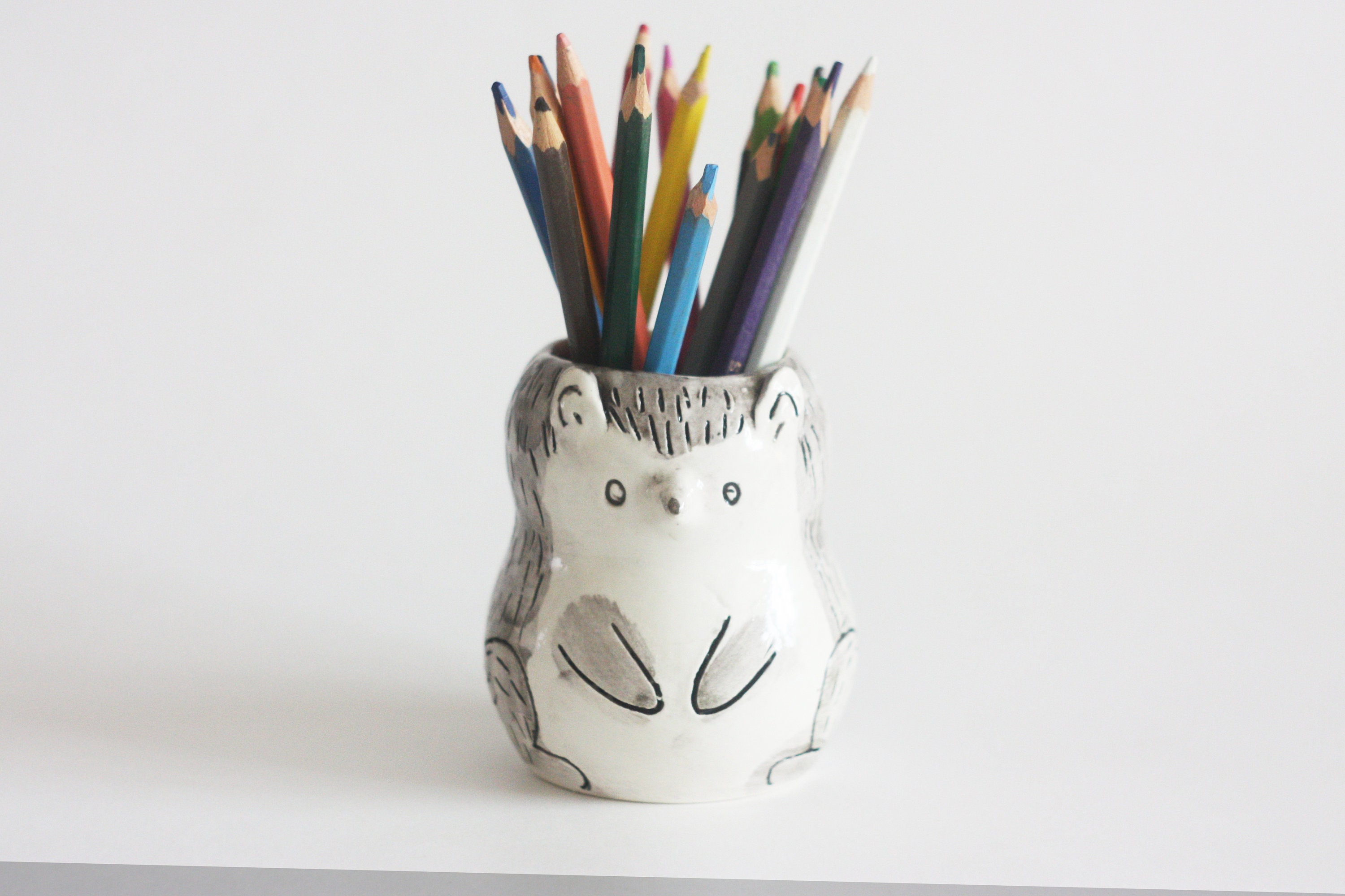 Hedgehog Pen Holder/ Pencil Holder/ Animals Makeup Brushes Etsy