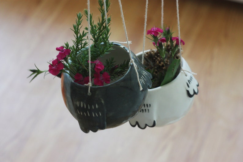 Small Ceramic Hanging Planter Ceramic Hanging Pot Owl Flower Pot Cactus Flower Pot Ceramic Owl