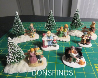 7 Enesco winter scene figurines