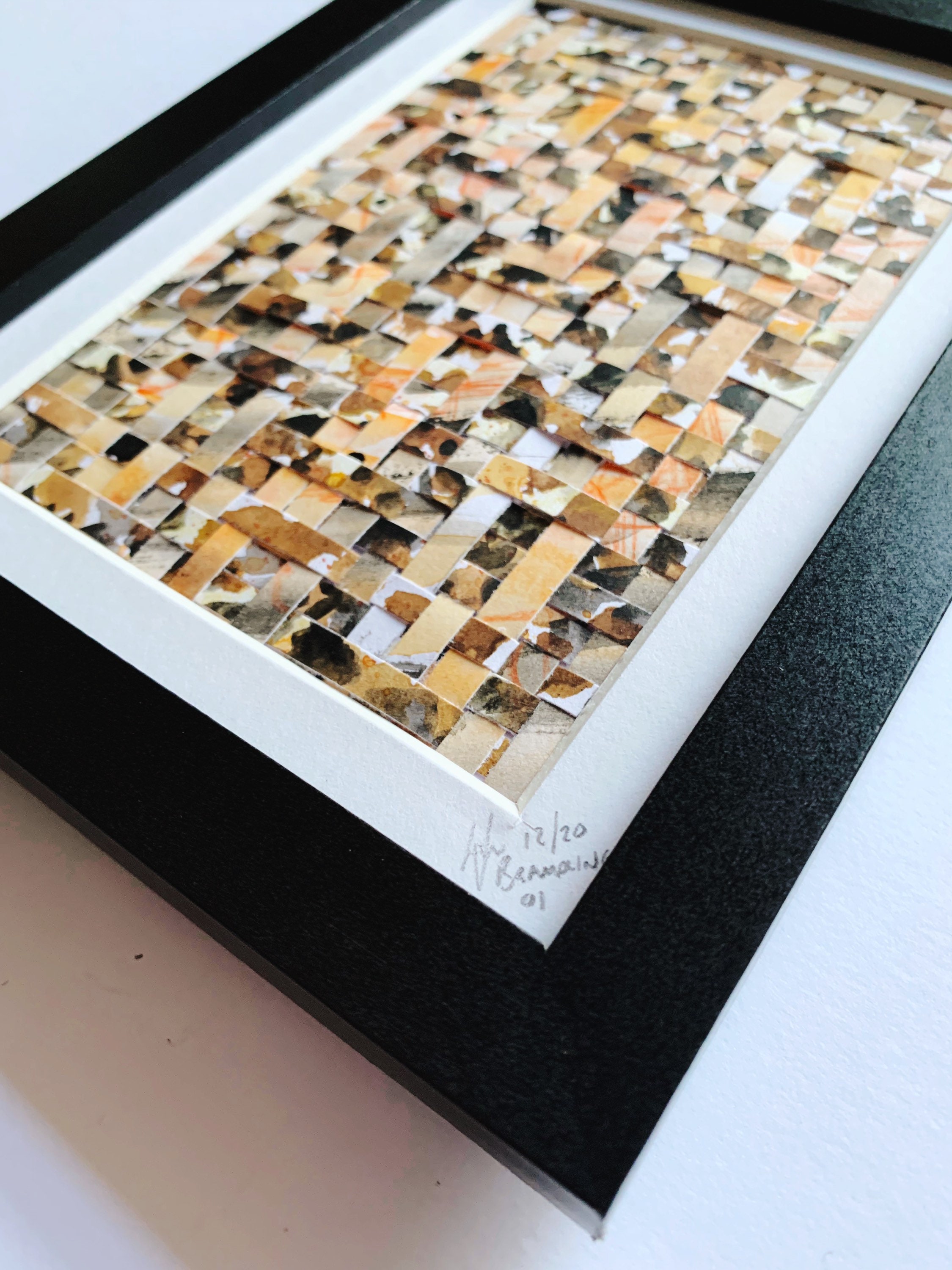 Brambling 01 Woven Paper Wall Art Watercolour Paper Weave Etsy