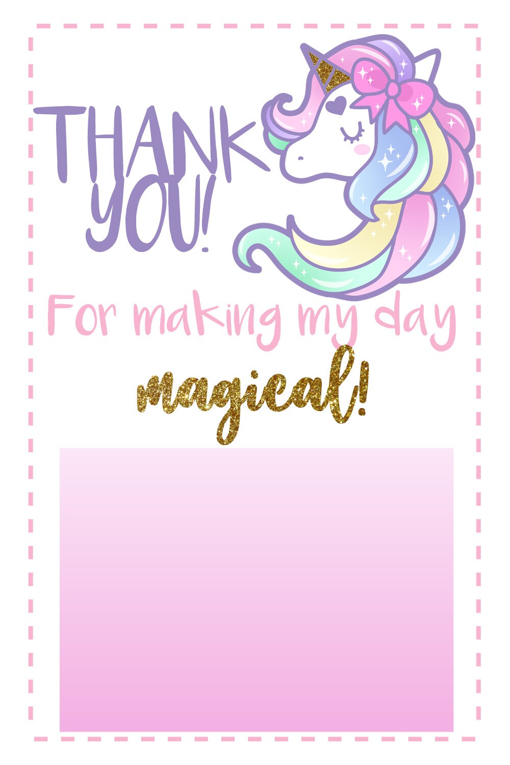 Unicorn Birthday with Thank You Card | Etsy