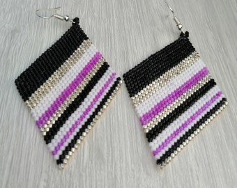 Boucles d’oreilles perlées, bijoux artisanaux Bijoux géométriques tribaux Boho pour ses boucles d’oreilles faites à la main Point de brique Fabriqué en Italie avec amour Cadeaux de fille