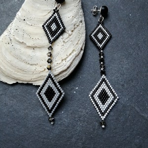 Handmade Black Onyx Earrings, Swarovski Beads, Made in Italy