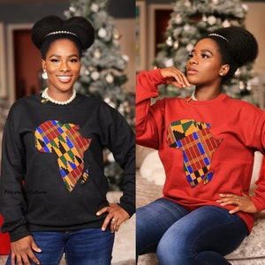 African Sweatshirt for Women and Men | Map of Africa Sweatshirt | Ankara Sweater | African Gift | Kente Sweatshirt for Black History Month
