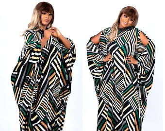 Plus Size Kaftan Dress for Women Maxi | Oversized Bohemian Kaftan | Rayon Silk Caftan Cold shoulder Full Length Kaftan dress | Loose Fit