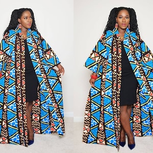 Kimono Robe for Women in African Print | Ankara Plus Size Kimono Duster Full Length | Oversized Mudcloth Kimono | African Clothing for women