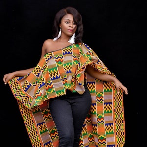 African Clothing For Women | Kente Top Cape | Ankara Top | All Sizes Available