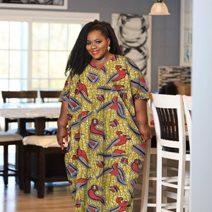 Plus Size African Print Maxi Kaftan Dress | Ankara Plus Size Caftan for Women | Long Maxi Dress | Oversized Kimono Kaftan