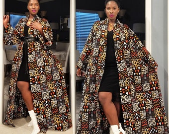 African Print Kimono Jacket With POCKETS for Women | Long African Print Kimono Jacket With POCKETS for Women | Long