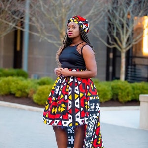 African Clothing For Women In Samakaka Fabric, Ankara Maxi Skirt Plus Sizes Available, High Low Skirt High waisted