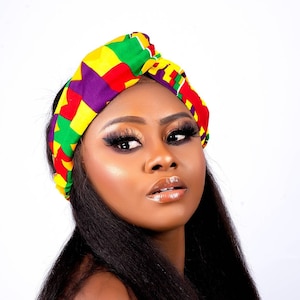 African Headband for Women Multi-color | Colorful Ankara Twist Style headband | Many Colors to Choose | Wide Elasticated Kente Headband