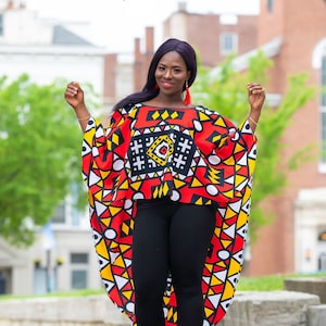 African Clothing For Women | Ankara Top High Low Cape Shawl | Samakaka Dress | Plus Size African Dress | All Sizes Available