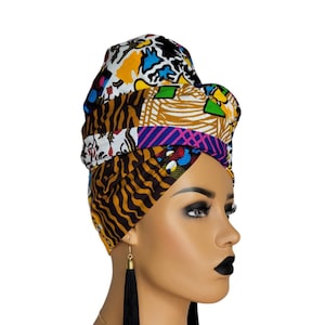 African Head Wrap Women | Patchwork Headwrap | Ankara headpiece | African Gift For Her