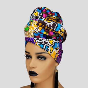 African Head Wrap | Patchwork Headwrap for women | African Dress headpiece | Tribal Print Scarf | African Gift For Her