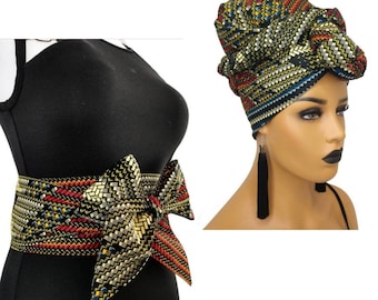 Faja con estampado africano para mujer / Cinturón Ankara para transformar cualquier atuendo. Agregue un pañuelo para la cabeza a juego. Cinturón de vestido africano de talla grande disponible.