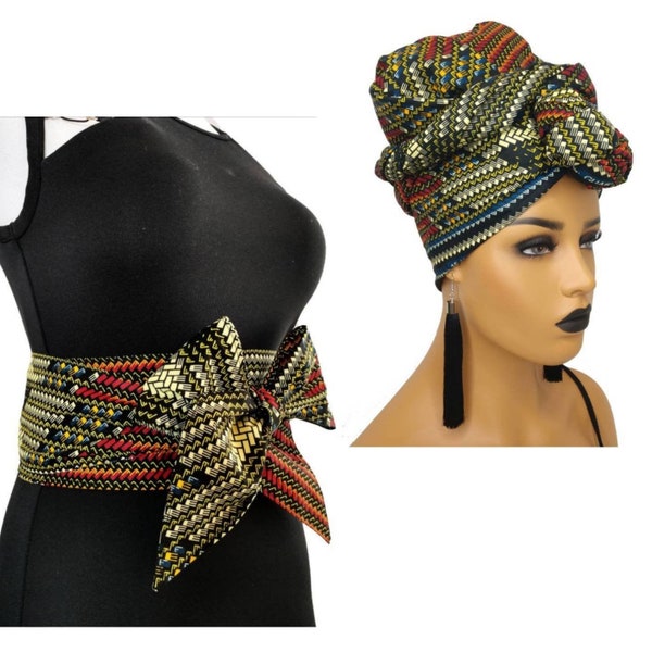 African Print Sash For Women | Ankara Belt To Transform Any Outfit Add Matching Head Wrap | Plus Size African Dress Belt Available