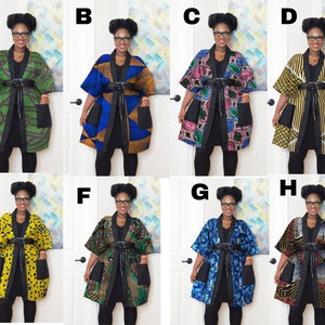 African Print Kimono Jacket for Women | Ankara Top Plus Size Clothing | Oversized Kimono Duster | Mudcloth Poncho | Boho Top Loose Fit