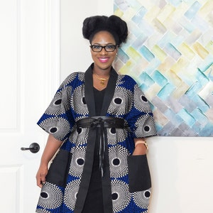 African Print Kimono Duster Plus Size Available | Ankara Kimono Robe | African Jacket with Pockets | African Clothing For Women Plus Size