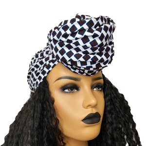 African Head Wraps For Women White | Ankara Head Scarf | Afro Hair Accessories | Curly Protective Style Headwrap