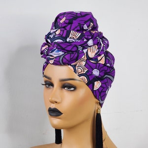 African Head Wraps For Women | Purple Head Wrap | Ankara headpiece | African Gift For Her
