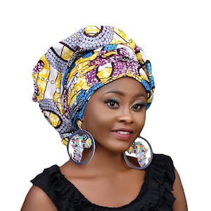 African Head Wraps For Women, Purple, Large Size Ankara Headwrap, Scarves, Ethnic Turban Headpiece, Gift For Her Nubian, Black History Month