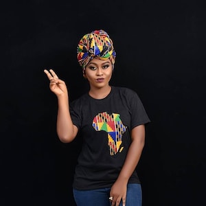 African Map T-Shirt, Black History Month, Black Panther Shirt, Melanin Tee Shirts For Women, Kente Tshirt, Marvel Mens Womens Unisex Tshirt