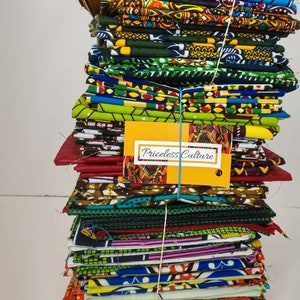 African Print Fat Quarters| 24 Fat Quarters Ankara Bundle | Ankara Patchwork Fabric Lot | Kwanzaa | African Patch Work | Ethnic Remnants