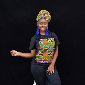 African Tshirt With Matching Kente Head Wrap For Women | Ankara Tshirt | African Tshirt | African Map T-shirt | Kente Tshirt  Unsex |