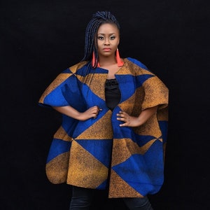African Print Kimono Top for Women Plus Size | Orange Ankara Oversized Duster | Poncho Ethnic Jacket | Hippie Free Size | Kimono Jacket Robe