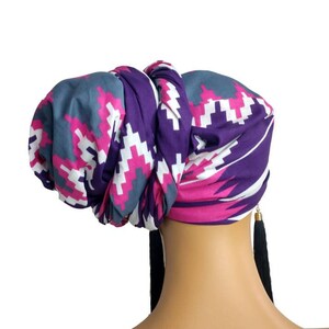 African Head Wraps For Women in Pink and Purple and White | Kente