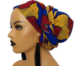 African Head Wraps For Women | Blue Yellow Red | Headwraps | Turbans | Hair Accessories For Black Women