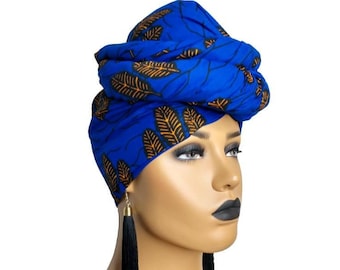 African Head Wraps For Women Blue