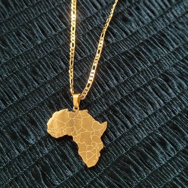 18K gold-plated Africa map necklace  for men and women | African map necklace gift Gold | African gift for her | UNISEX African Map Pendant