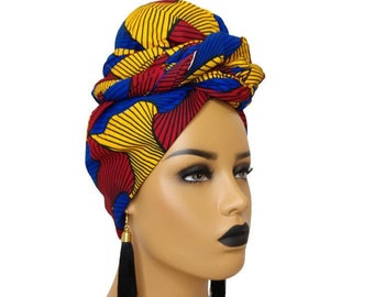 African Head Wraps For Women | Red Yellow Blue | Headwraps | Turbans | Hair Accessories For Black Women