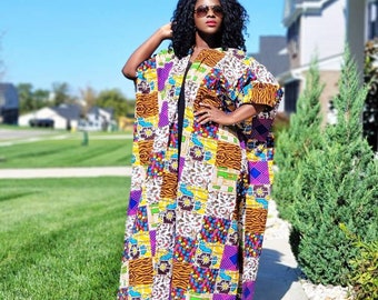 African Clothing for women | African Kimono Women Plus Size  | Oversized Ankara Jacket Patchwork | African Duster | Kimono Dress ONE SIZE