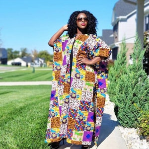 African Clothing for women | African Kimono Women Plus Size  | Oversized Ankara Jacket Patchwork | African Duster | Kimono Dress ONE SIZE