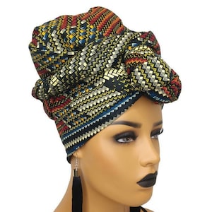 African Head Wraps For Women, Ankara Clothing Headwrap, Earth tone,