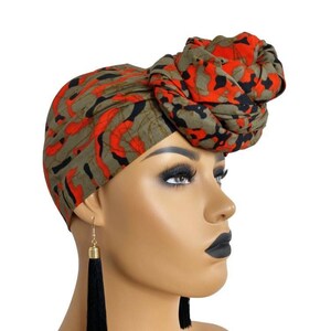 Pañuelo africano para la cabeza para mujer naranja / Pañuelo de otoño de Ankara