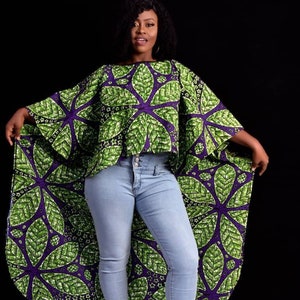 African  Print Clothing For Women | Ankara Shawl Shrug | African High Low Top | Kimono | Poncho | Free Size Kaftan