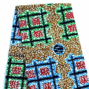 Red African Fabric 6 Yards | White Ankara Fabric | Kitenge | Geometric | Patch Work | Hitarget