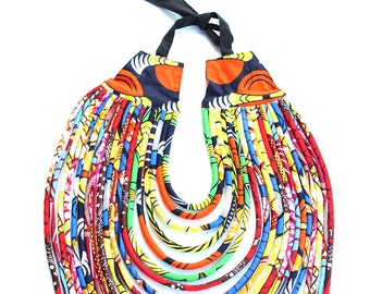 African Print Multistrand Necklace African dress necklace African clothing jewelry African Statement necklace Ankara Clothing Jewelry Ethnic