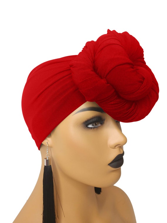 African Head Wraps For Women Stretchy Red Extra Long Turban Etsy