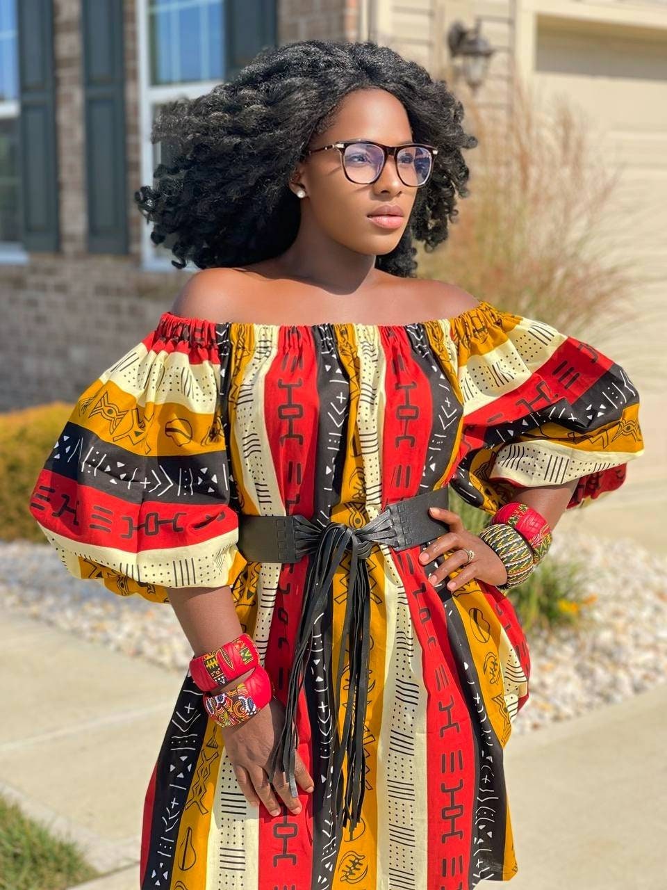 African Dress for Women Plus Size Ankara off Shoulder Dress