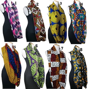African Print Infinity Scarf Unisex | Ankara Scarf For Winter | Reversible African Scarf With Plain Black Side | African Gift For Him or Her