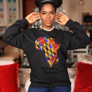 African Sweatshirt for Women and Men Map of Africa Sweatshirt Ankara Sweater African Gift Kente Sweatshirt for Black History Month image 6