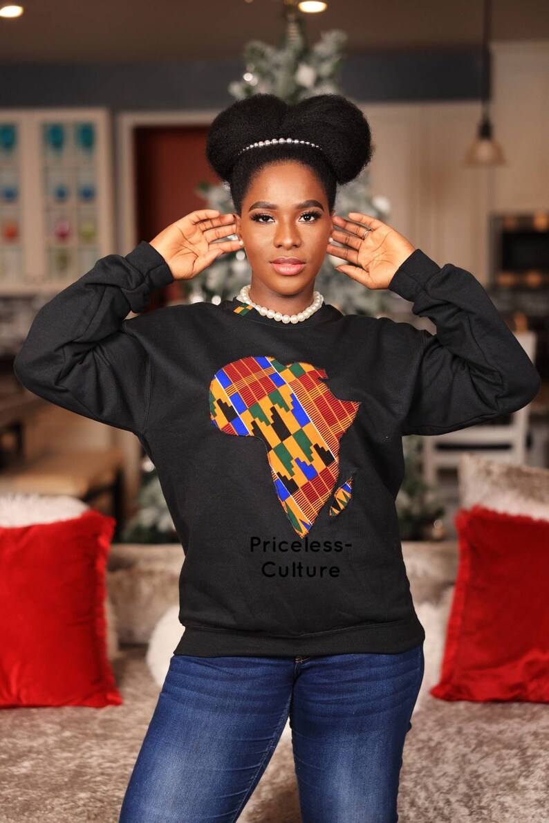 African Sweatshirt for Women and Men Map of Africa Sweatshirt Ankara Sweater African Gift Kente Sweatshirt for Black History Month image 6